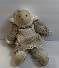 Vintage Russ Berrie Country Classics Lamb Stuffed Plush  Floral Dress 10inch picture