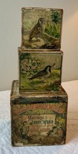 Antique Children’s Toy Stacking Blocks, 1881, Marriage Of Jenny Wren, Cock Robin picture