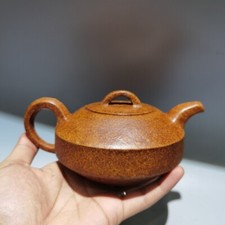 6.6in Chinese Yixing Zisha Pottery Gold Clay Hanjun Teapot Collectible picture