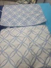 Pair Tarahi Blue & White Wedding Circles QUILTED 100% Cotton STANDARD Shams 2 picture