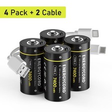 4Pcs USB C Size Lithium Rechargeable Batteries 1.5V 7400mWh W/ Fast Type C Cable picture