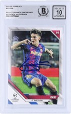 Gavi FC Barcelona Signed 2021-22 Topps UEFA #50 BAS Fanatics Auto 10 Rookie Card picture