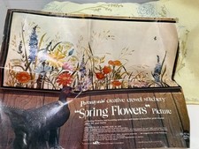 Vintage 1973 Paragon Spring Flowers Crewel Kit 0711 18x40 Partially Started picture
