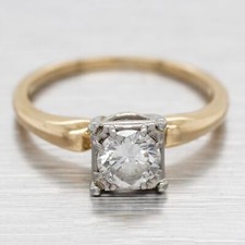 Antique Art Deco 0.50ct Solitaire Diamond Engagement Ring - 14k Yellow Gold picture