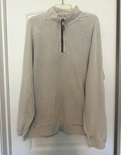 True Grit Men's Solid Taupe 1/4 Zip Mock Neck Pullover Sweatshirt Size L picture