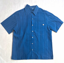 Marmot Aero Men's L Blue Striped Short Sleeve Button-Up Polyester Shirt picture
