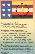 World Flag with Peace Motto C.T. Art-Colortone c1940s Vintage Linen Postcard bhn picture