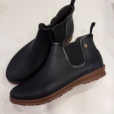Bogs Sweet Pea Black Waterproof Ankle Rain Boots Womens 10 Rubber Chelsea 72198 picture