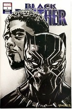 Black Panther: Blank Sketch Variant + Chadwick Boseman Original Art by Sportelli picture