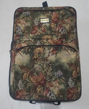 Vintage Ciao Floral Design Tapestry Luggage Suitcase 25x17x9 Wheeled *Read Des. picture