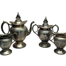 Rare Antique Victorian Webster Mfg Co NY Silverplated 4pc Tea pot Service 1866  picture