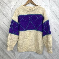 Vintage Wooly Wagon Hand Knit Wool Sweater Pullover Mens Large Ecuador Cabin picture