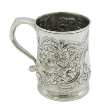 George III Sterling Silver Floral Pattern Christening Mug Antique 1766 London picture
