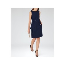 REISS Libra Navy Tie-Waist Sheath Dress picture