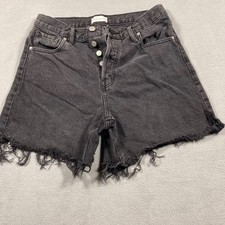 PacSun Women's Shorts Size 26 Black High Rise Relaxed Faded Frayed Hem picture