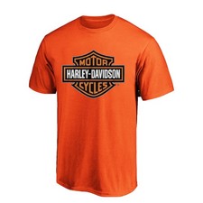 💥HOT ITEM - Harley-Davidson Men's Orange Bar & Shield Black T-Shirt Gildan picture