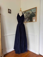 1930s / 40s Midnight Blue Evening Gown — wounded bird / as-is picture