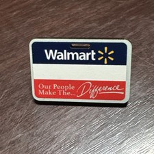 Rare Walmart Name Badge Lapel Wood Pin picture