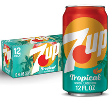 7UP Tropical Caffeine Free Lemon Lime Mango Peach Soda Pop, 12 fl oz, 12 Pack Ca picture