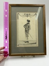 Antique 18th Century Fencing Engraving 1re Position pour Tirer l'Epee Framed picture