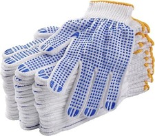 48 Pairs Cotton Work Gloves with Blue PVC Dots – Reusable, Anti-Slip Grip picture