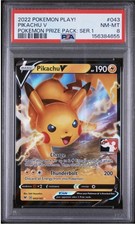 2022 Pokemon Play Pokemon Prize Pack Series 1 #043 Pikachu V PSA 8. LOW POP. picture