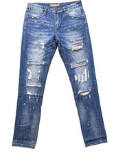NWOT Crysp Denim Mens Size 34x32 PENTIUM DENIM BLUE JEANS Ripped Distressed picture