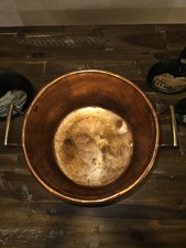 Gorgeous Vintage Copper Cauldron Pot w Brass Handles picture