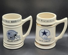Vintage Dallas Cowboys Super Bowl XII and XXVIII Champions Ceramic Stein Mug Lot picture
