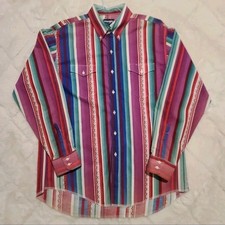 Vtg Wrangler Brushpopper Shirt XL 17.5 35 X-Long Tails Western Rodeo 90s Cowboy picture