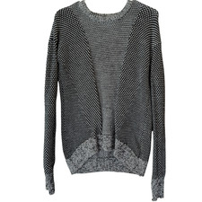 LULULEMON Yogi Crew Sweater Merino Wool Black Heathered Light Grey Size 4 Small picture