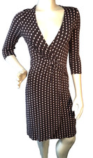 Escada Sport Brown Pink vtg V Neck Faux Wrap jersey Dress Size 34 picture
