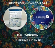 PE Design 11 + Wilcom E4.2 ⭐Embroidery Digitizing  Full Version Custom Patterns⭐ picture