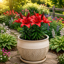 Asiatic Lily Red Lilium Flower Bulbs Pack of 15 Imported Hybrid Bulbs for Garden picture