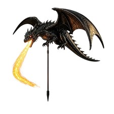 Solar Dragon Fire Garden Stake Light, Solars Powered Dragons Figurine picture