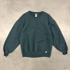1990s Russell Athletic Blank Green Fleece Sweatshirt Made in USA Men’s Large picture