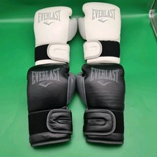Lot Of 2 Everlast Powerlock Training Gloves White 16oz  and Black 14oz gloves  picture