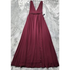 NEW Lulus Dress Womens S Burgundy Heavenly Hues Maxi Gown V-Neck Formal Party picture