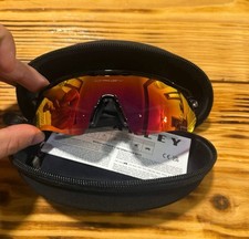 Oakley Prizm Shield Sunglasses Black Frame Red Orange Mirrored Lens w/ Case picture