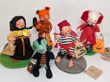 Annalee Dolls Vtg Halloween Dracula Frankenstein Tiger Trick or Treat Kids Lot picture