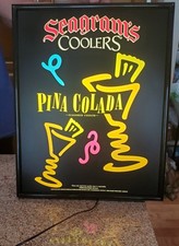 Seagram's Coolers PINA COLADA Lighted Beer Sign.  Works Great Condition  picture
