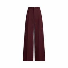 $245 Wool-Blend Twill Wide-Leg Pant Burgundy 16 picture