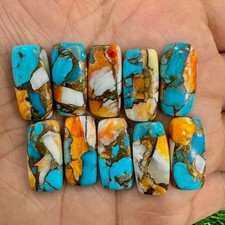 12X30MM Spiny Oyster Turquoise Octagon Cabochon, Flat Back Calibrate Gemstone picture