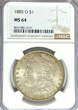 1885 O $1 Morgan Silver Dollar MS64 NGC New Orleans Uncirculated picture