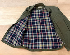 VTG MEN'S DULUTH TRADING CO CANVAS GREEN FLANEL LONG SLEEVE BUTTON UP JACKET 2XL picture