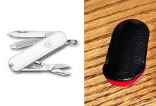 NEW in Box Victorinox Swiss Army 58mm Knife  WHITE CLASSIC SD + Sleeve  0.6223.7 picture