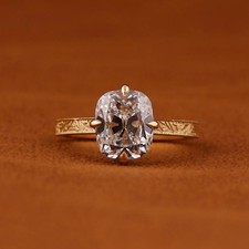 Black Friday Sale  1CT Old Mine Cushion Cut Natural Diamond Halo Ring 14k Gold picture