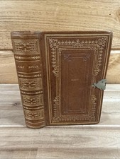 1850 HOLY BIBLE leather LONDON antique CLASP old EYRE AND SPOTTISWOODE picture