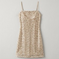Cider NWT Sequin Abstract Wave Square Neck Cami Mini Dress XS Hoco Disco Chic picture