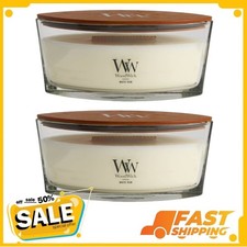 2 Pack WoodWick Ellipse Scented Candle, White Teak, 16 oz picture